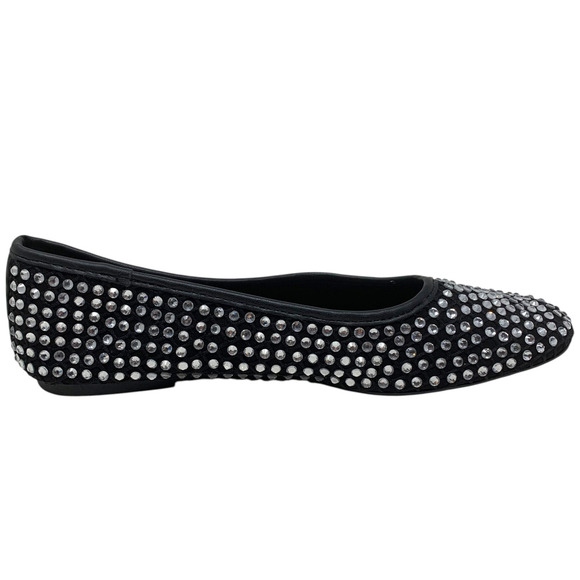 XOXO Dobsi Sz 8.5 Black Bejeweled Rhinestone Ballet Flats Skimmers Shoes - Picture 3 of 8